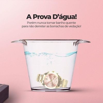 Relogio Feminino Aço Prova Dagua Qualidade Premium Dourado Rosa Casual Social Presente Resistente