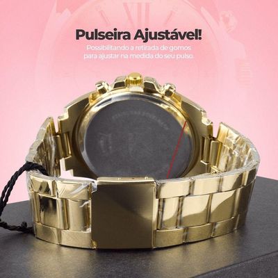 Relogio Feminino Aço Prova Dagua Qualidade Premium Dourado Rosa Casual Social Presente Resistente