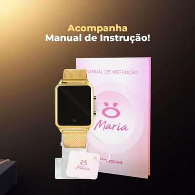 Relogio Feminino Aço Inox Led Original Social Pulseira Ajustável Presente Casual