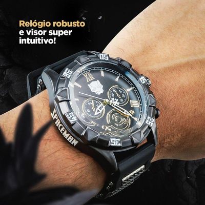 Relogio Masculino Pantera Preto Aço Inox + Cordão Corrente