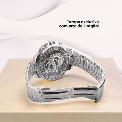 Relogio Masculino Original Aço Inox Prata Grande + Caixa