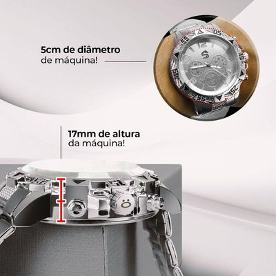 Relogio Masculino Original Aço Inox Prata Grande + Caixa