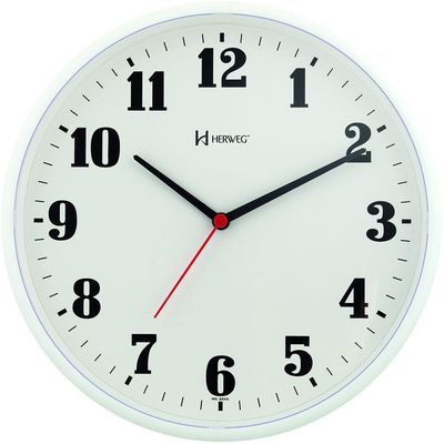 Relógio Silencioso Parede Preto 26 Cm Contínuo Herweg 6126s0 Branco