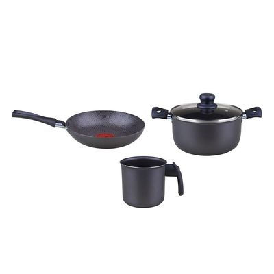Conjunto de Panelas com 5 Peças Antiaderente Pratic Rochedo Cinza