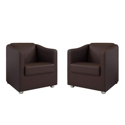 Kit 2 Poltronas Decorativa Bia Material Sintético Marrom Dal Poz Estofados