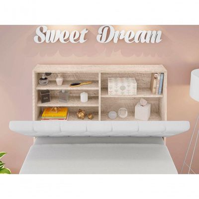 Cabeceira Box Solteiro Isis Amarula Com Capitonê Branco