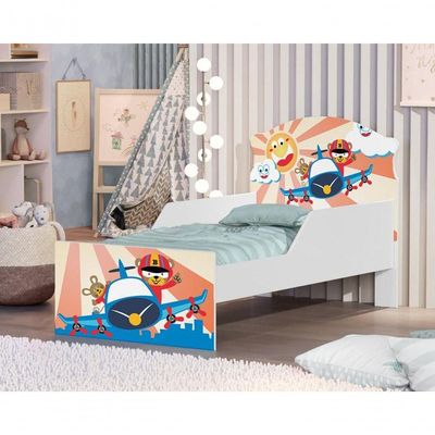 Cama Infantil Avião E Ursinho Com Colchão