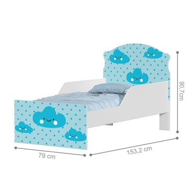 Cama Infantil Nuvenzinhas Menino Com Colchão