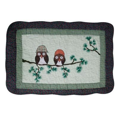 Tapete Patchwork De Corujinha 100% Algodão 61x42 Cm