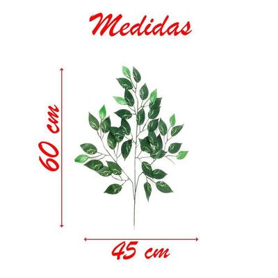 Kit 84 Ramos Decoração Arranjo Fícus Artificial Verde 14 Galhos Cada 60cm