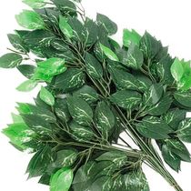 Kit 48 Ramos Decoração Arranjo Fícus Artificial Verde 14 Galhos Cada 60cm