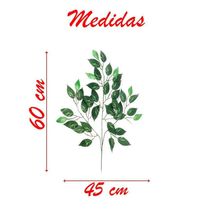 Kit 72 Ramos Decoração Arranjo Fícus Artificial Verde 14 Galhos Cada 60cm