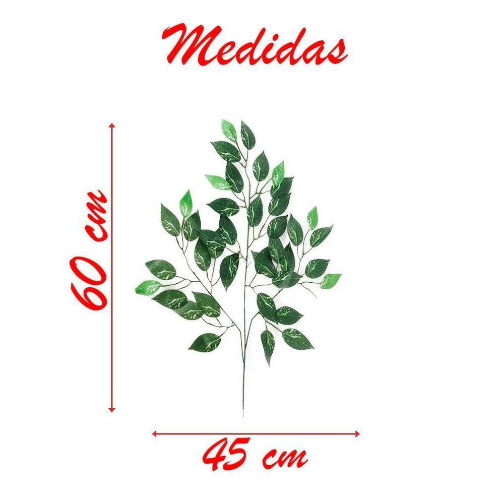 Kit 72 Ramos Decoração Arranjo Fícus Artificial Verde 14 Galhos Cada 60cm