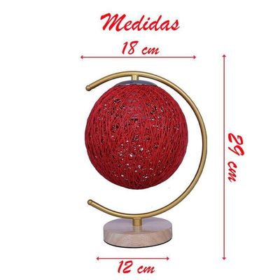 Abajur Luminária Rustica Vermelha Branca De Mesa 27,5cm Bivolt 110-220v