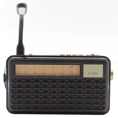 Caixa De Som Bluetooth Com Painel Solar Rádio Fm El522 Preto