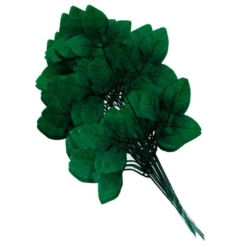 24 Ramos Decoração Arranjo Folhas De Rosa Artificial Planta Plástico 5 Galhos Cada 47cm