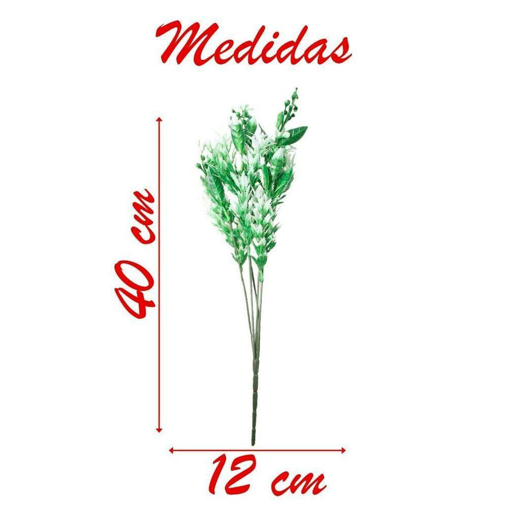 2 Ramos Decoração Arranjo Planta Artificial 5 Galhos Cada 40cm