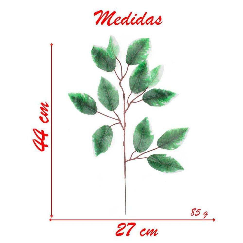 12 Ramos Decoração Arranjo Ficus Artificial Planta Decorativa Plástico 4 Galhos Cada 44cm