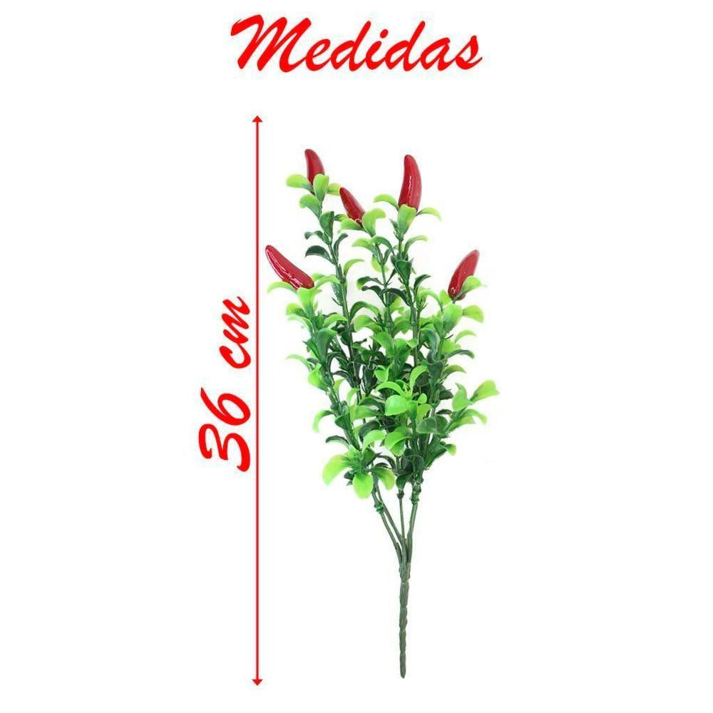 1 Ramo Decoração Arranjo Pimenta Artificial 5 Galhos 36cm