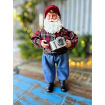 Boneco Papai Noel Colecionáveis Fotógrafo Decoração Natal 27cm