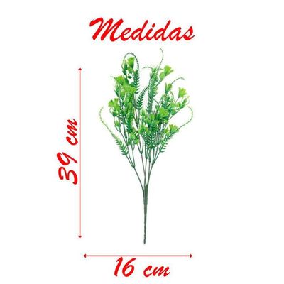 8 Ramos Decoração Arranjo Planta Artificial 5 Galhos Cada 39cm