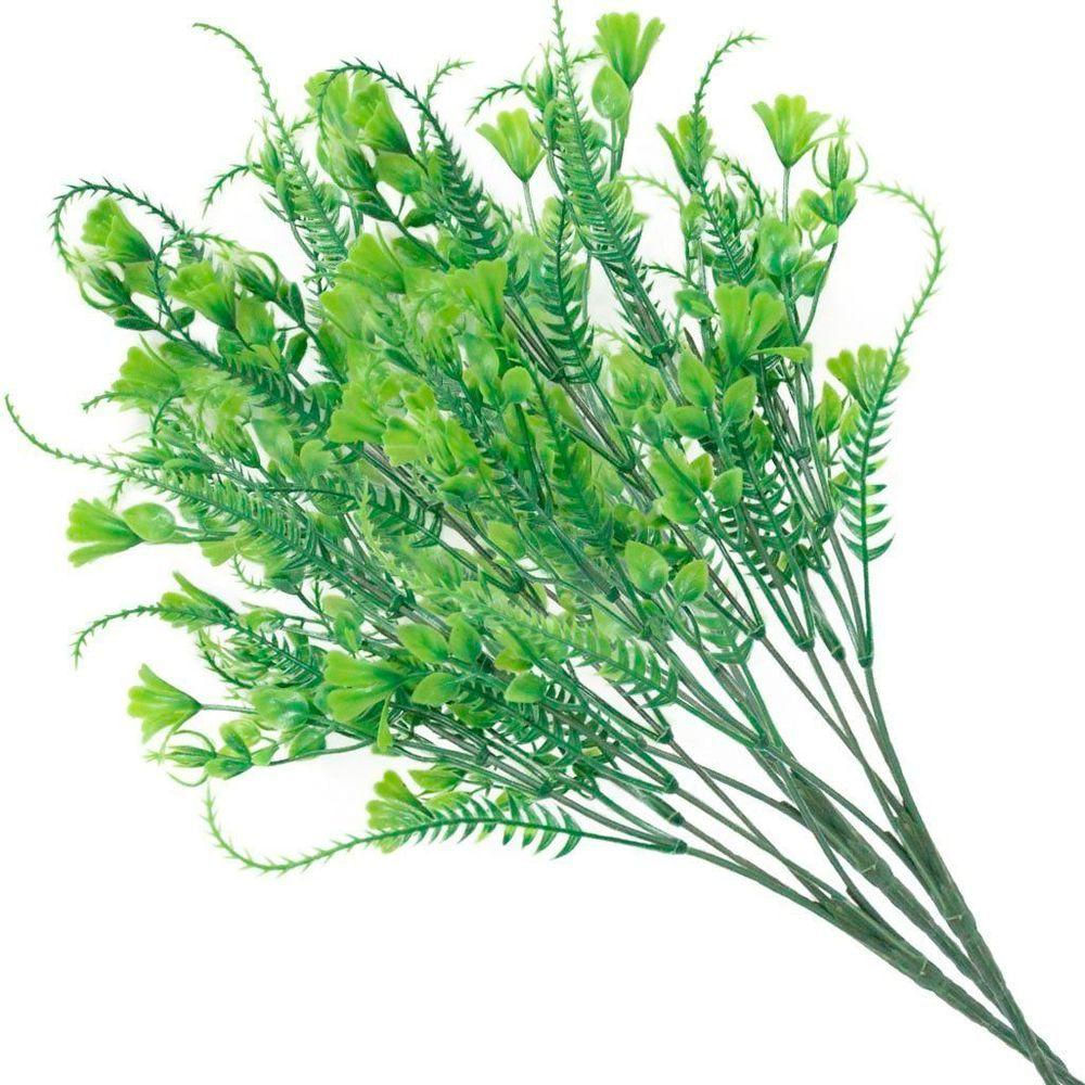 8 Ramos Decoração Arranjo Planta Artificial 5 Galhos Cada 39cm