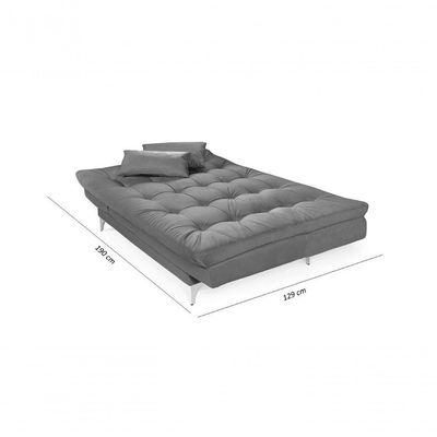 Sofá Cama Versátil 3 Lugares Império Reclinável Pés De Alumínio Espuma D33 Suede Azul Turquesa 362