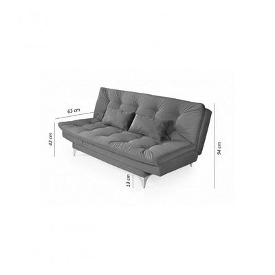 Sofá Cama Versátil 3 Lugares Império Reclinável Pés De Alumínio Espuma D33 Suede Azul Turquesa 362