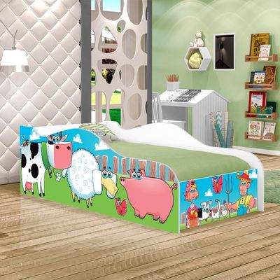 Mini Cama Like Bichinhos Na Fazenda Infantil Com Colchão