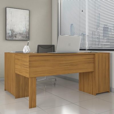 Conjunto Para Escritório 2 Peças Com Mesa De Canto Em L E Armário Freijó Notável Móveis Freijó