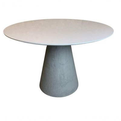 Mesa De Jantar Cone Concreto 150 Cm Tampo Laqueada Cor Branco