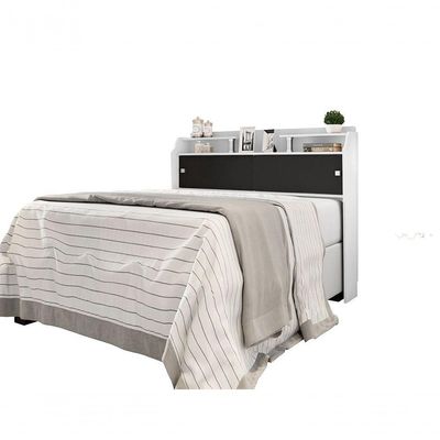 Cabeceira Box Casal 1,38cm Elisa Branco Branco preto