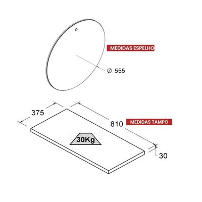 Gabinete Armário Banheiro Ditália C/tampo+espelho Bn-05 Branco