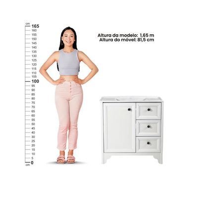 Gabinete Armário Banheiro Ditália C/pia Bn-05 Branco