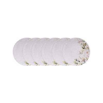 Kit Prato Sobremesa Tramontina Magnólia Porcelana Decorada 21cm 6 Peças Tramontina