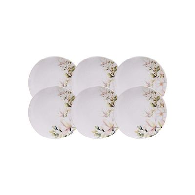 Kit Prato Sobremesa Tramontina Magnólia Porcelana Decorada 21cm 6 Peças Tramontina