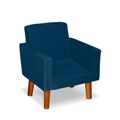 Mini Poltrona Cadeira Infantil Nina De Criança Suede Azul Marinho