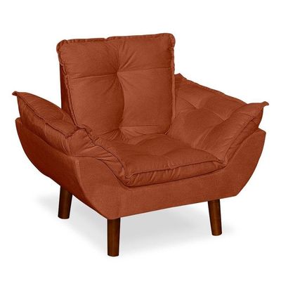 Mini Poltrona Cadeira Opala Infantil De Criança Suede Terracota