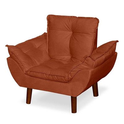 Mini Poltrona Cadeira Opala Infantil De Criança Suede Terracota