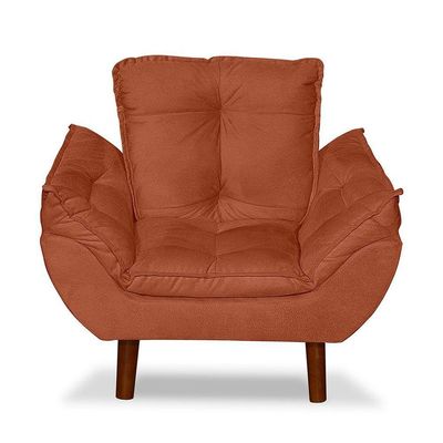 Mini Poltrona Cadeira Opala Infantil De Criança Suede Terracota