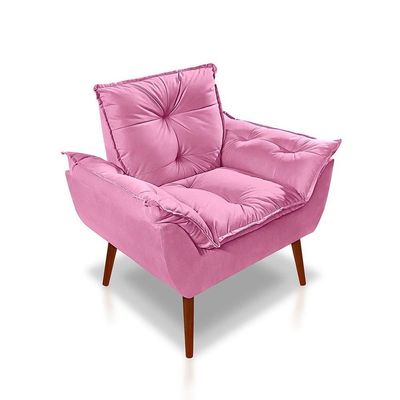 Kit C/2 Poltronas Opala + 01 Puff Opala Elegante Suede Rose