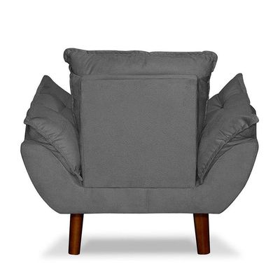 Mini Poltrona Cadeira Opala Infantil De Criança Suede Cinza Escuro