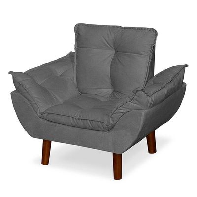 Mini Poltrona Cadeira Opala Infantil De Criança Suede Cinza Escuro