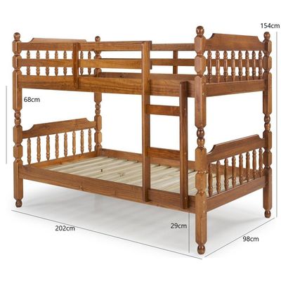 Conjunto Beliche Torneado Com Cama Auxiliar Em Madeira Maciça Mv Outlet Mel