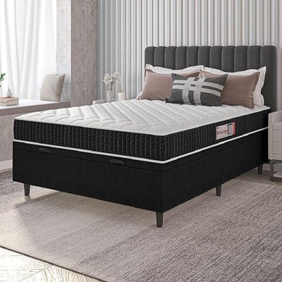 Cama Box Baú Colchão Casal Espuma D33 New Millenium 138x60cm Preto/branco Hellen Preto