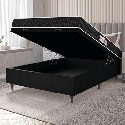 Cama Box Baú Colchão Casal Espuma D33 New Millenium 138x60cm Preto/branco Hellen Preto