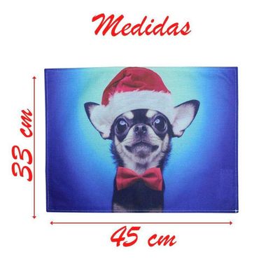 Jogo Americano Estampa Natal Cachorro Natalino 6 Peças