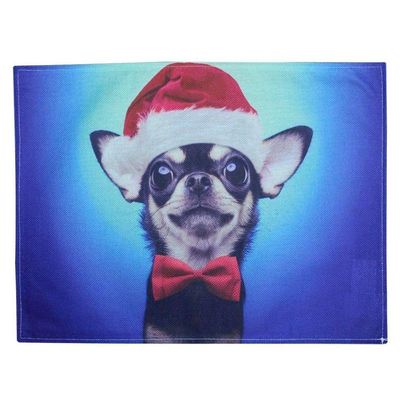 Jogo Americano Estampa Natal Cachorro Natalino 6 Peças