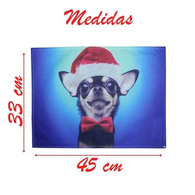 Jogo Americano Estampa Natal Cachorro Natalino 6 Peças
