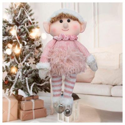 Boneco Pendente Natal Duende Mamãe Noel Rosa 30cm